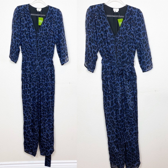 - Kate Spade leopard print clip dot jumpsuit long sleeve navy polka dot size4 - Picture 2 of 7